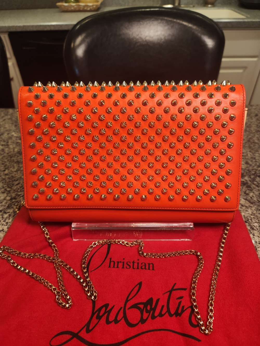 Christian Louboutin Paloma Fold-Over Spiked Clutch Bag